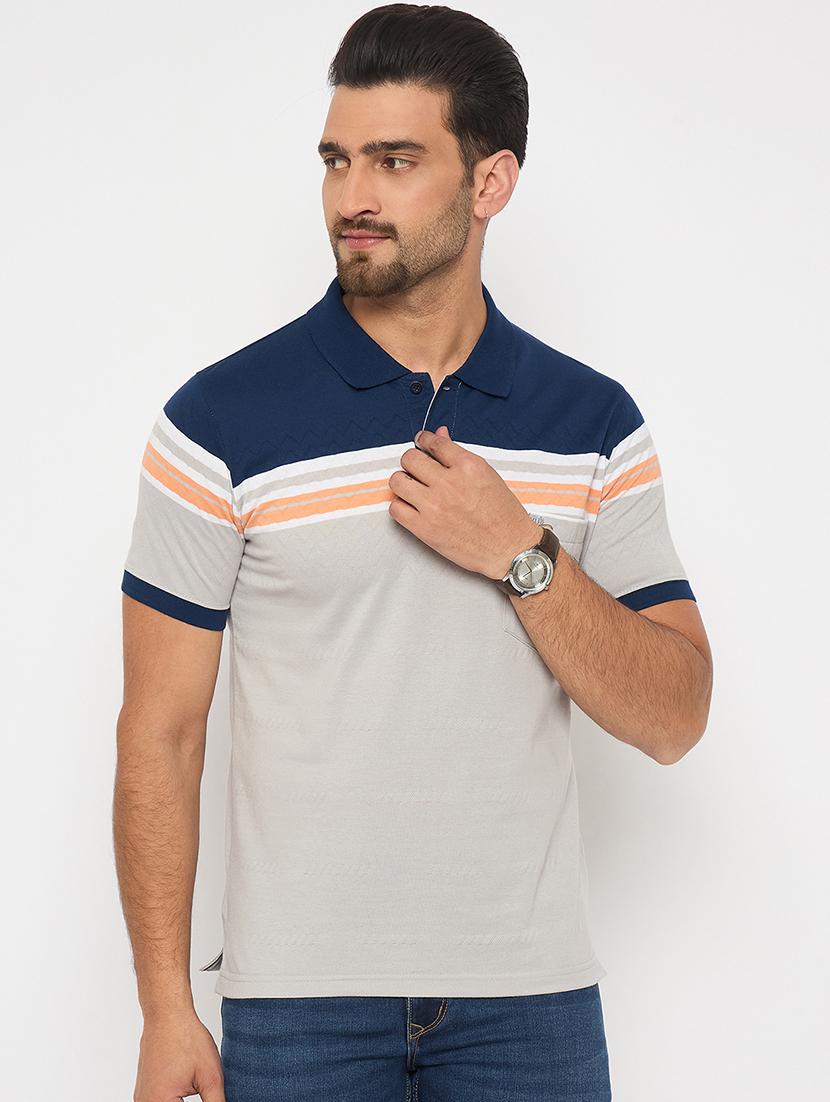 men short sleeves color block polo t-shirt - 21743240 - Zoom Image - 0