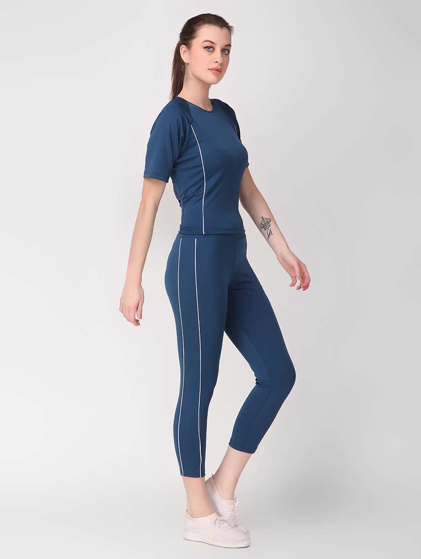 women blue solid active wear co-ords set - 21743319 -  Standard Image - 2