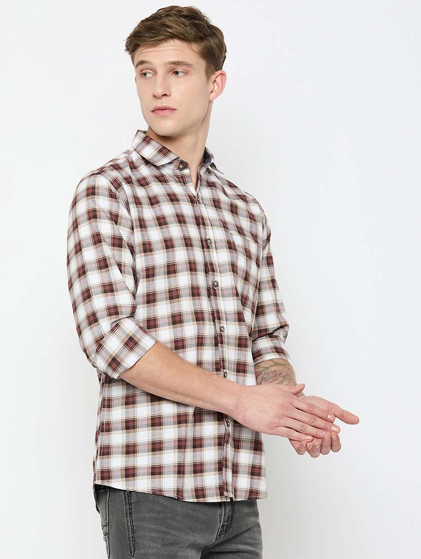 men long sleeves checkered casual shirt - 21743339 - Standard Image - 2