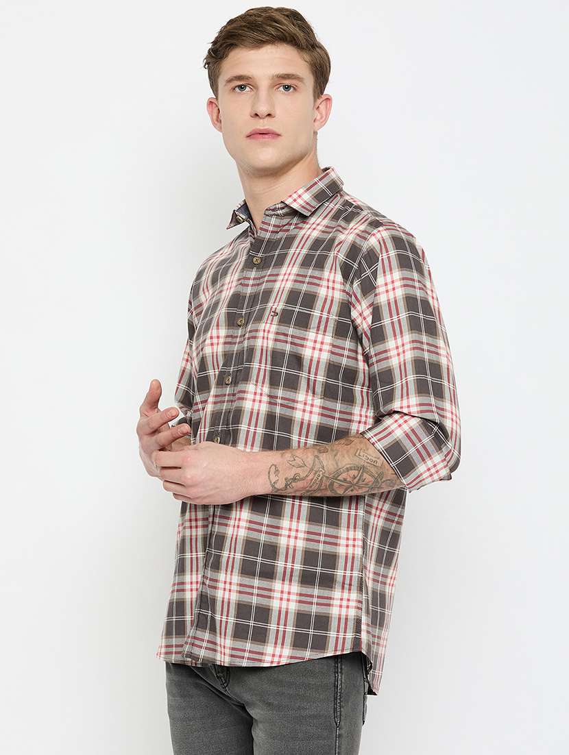 men long sleeves checkered casual shirt - 21743354 -  Standard Image - 2