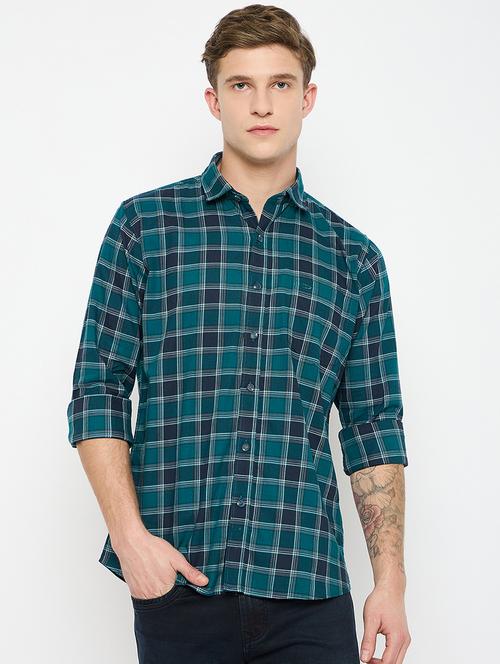 men long sleeves checkered casual shirt - 21743356 - Standard Image - 0