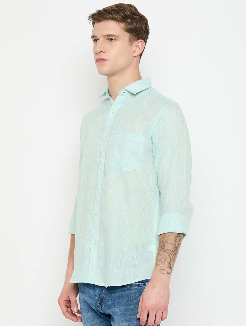 men long sleeves solid casual shirt - 21743375 -  Standard Image - 2