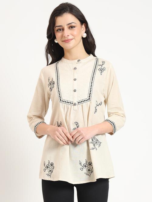 women printed three quarter sleeve tunic - 21743411 - Standard Image - 0