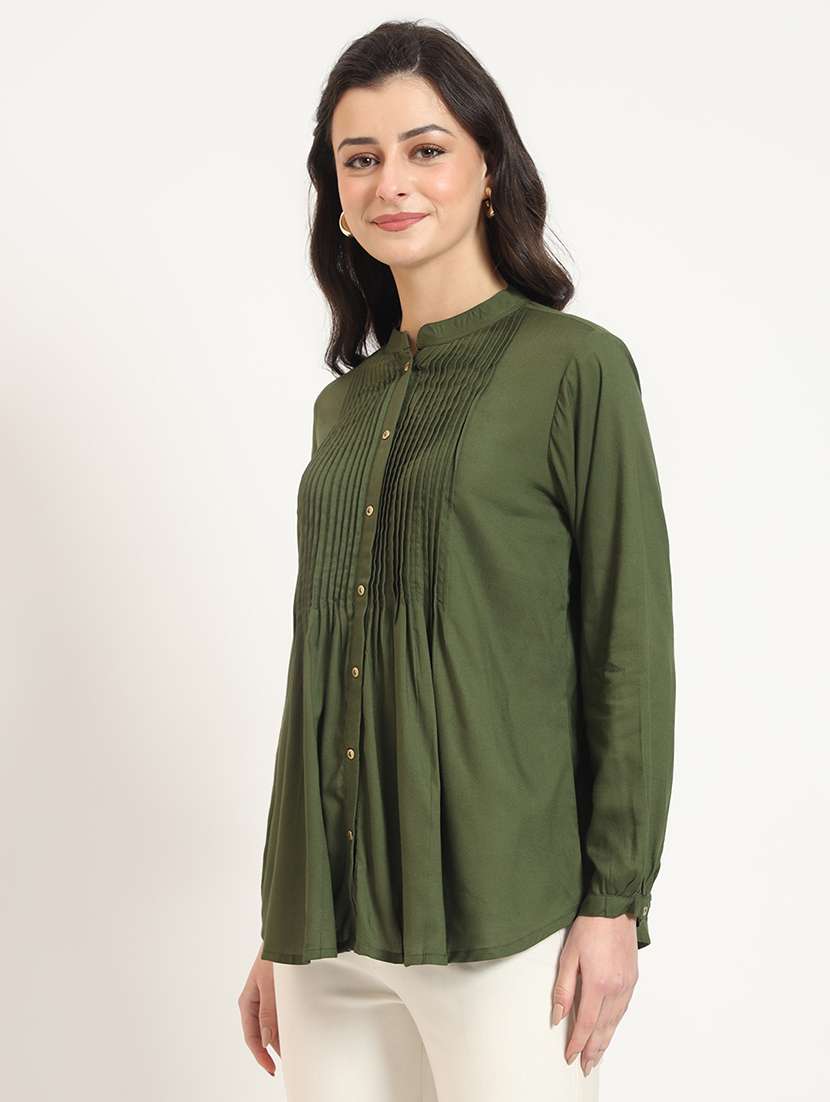 women solid long sleeve top - 21743415 - Standard Image - 2