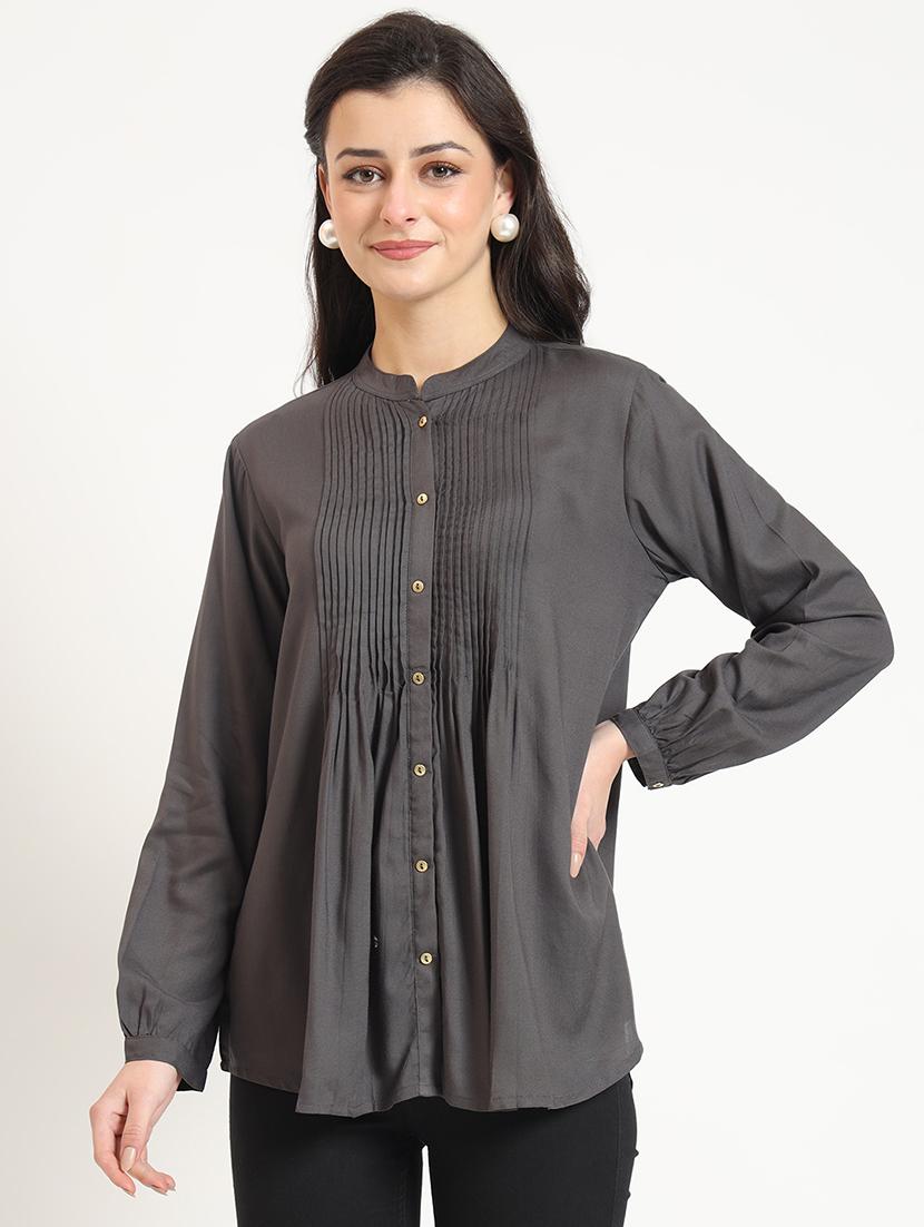 women solid long sleeve top - 21743416 - Standard Image - 2