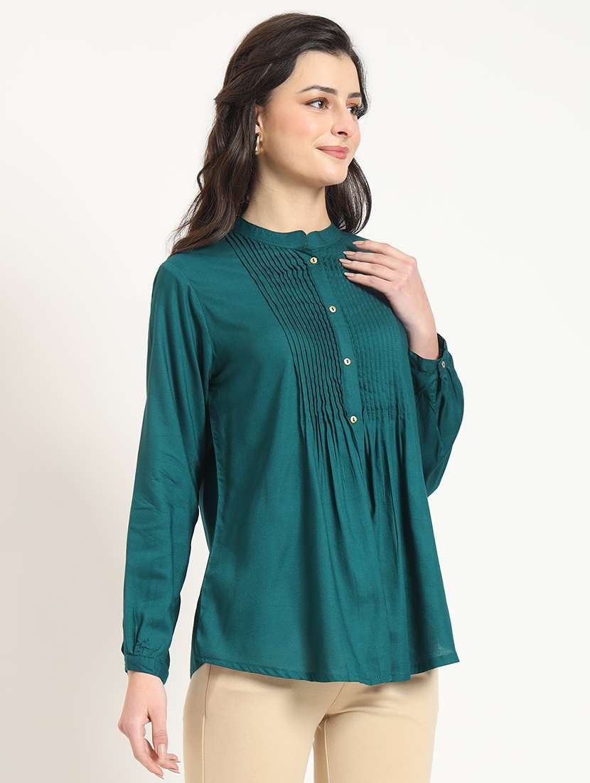 women solid long sleeve top - 21743417 - Standard Image - 2