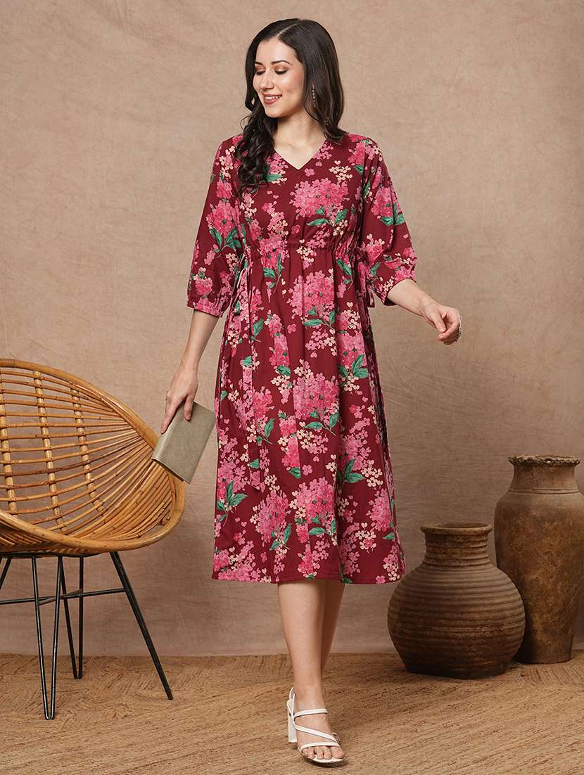 women floral print a-line dress