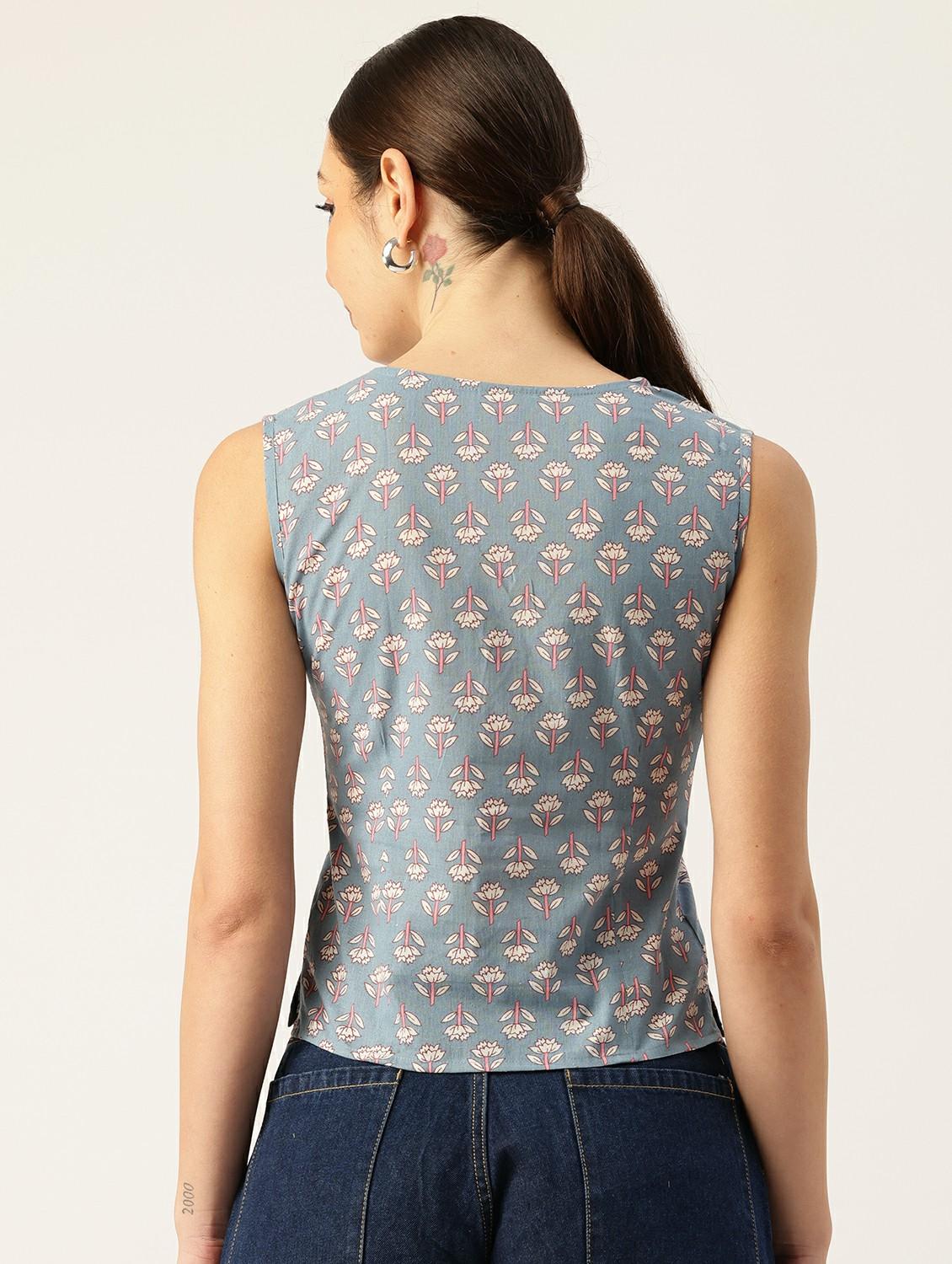 women printed sleeveless top - 21743721 - Standard Image - 2