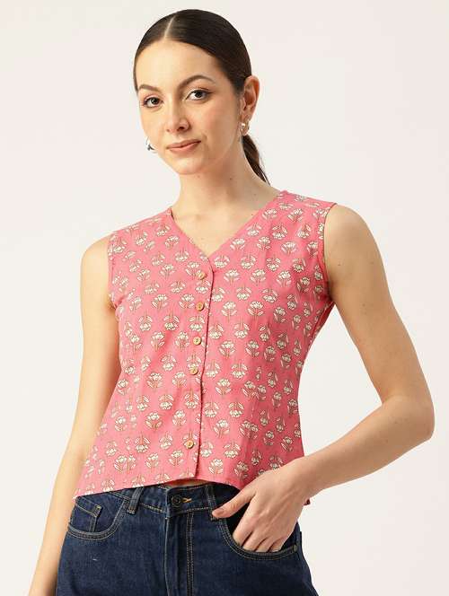 women printed sleeveless top - 21743722 - Standard Image - 0
