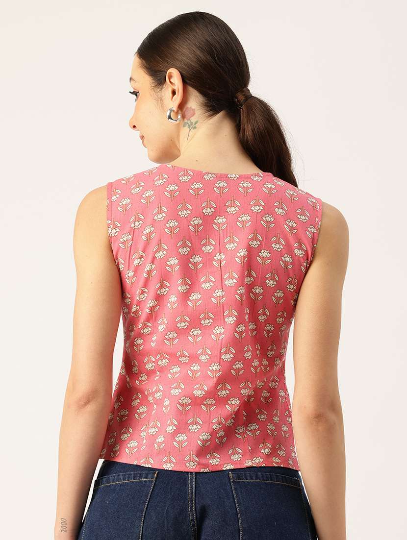 women printed sleeveless top - 21743722 - Standard Image - 2