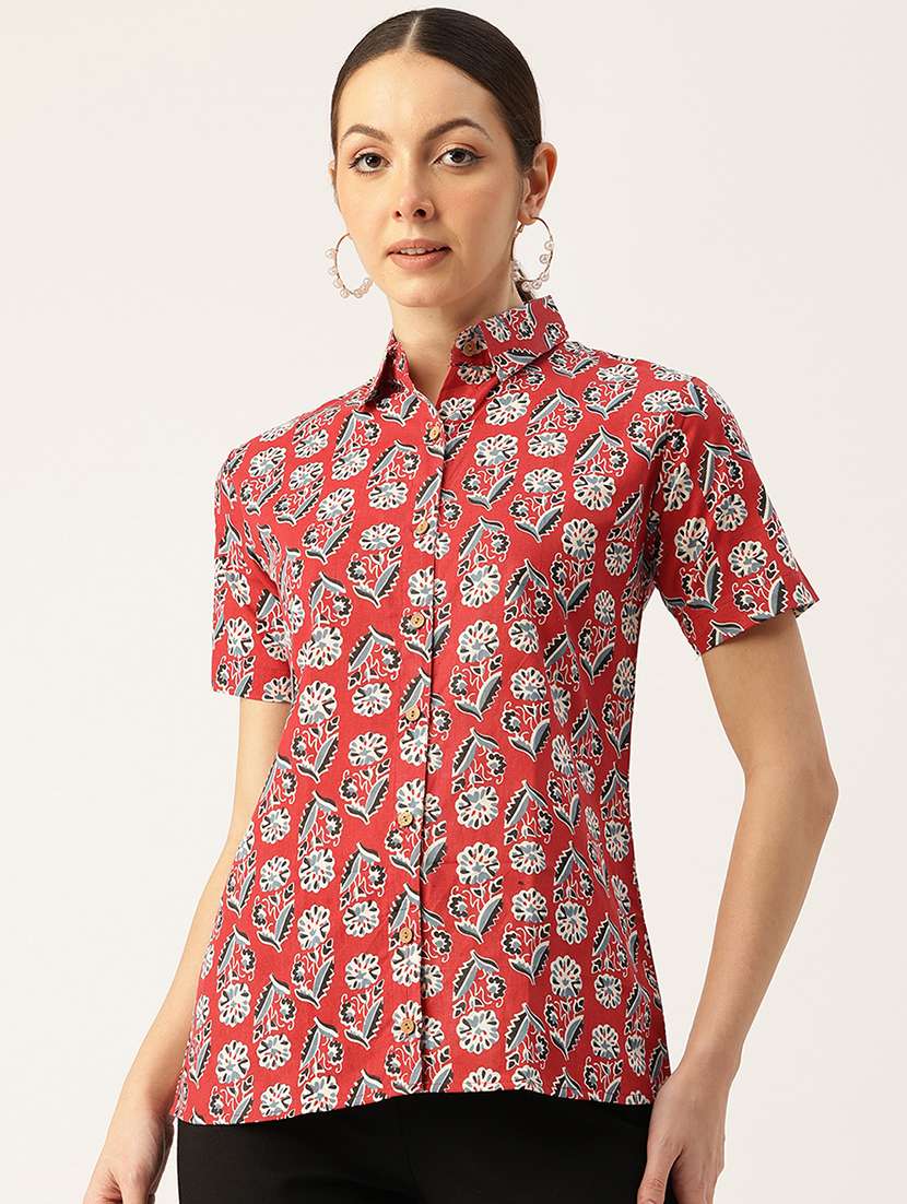 women printed short aleeve shirt