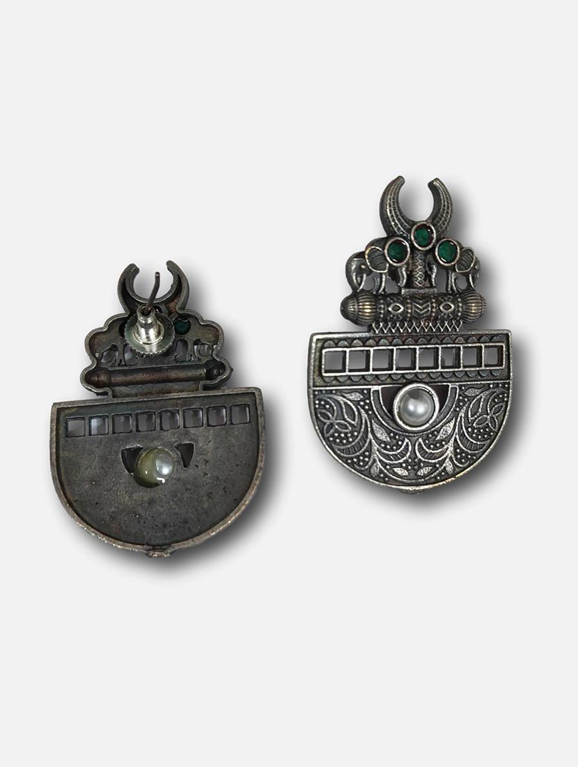 women silver brass studs earrings - 21743727 - Standard Image - 2