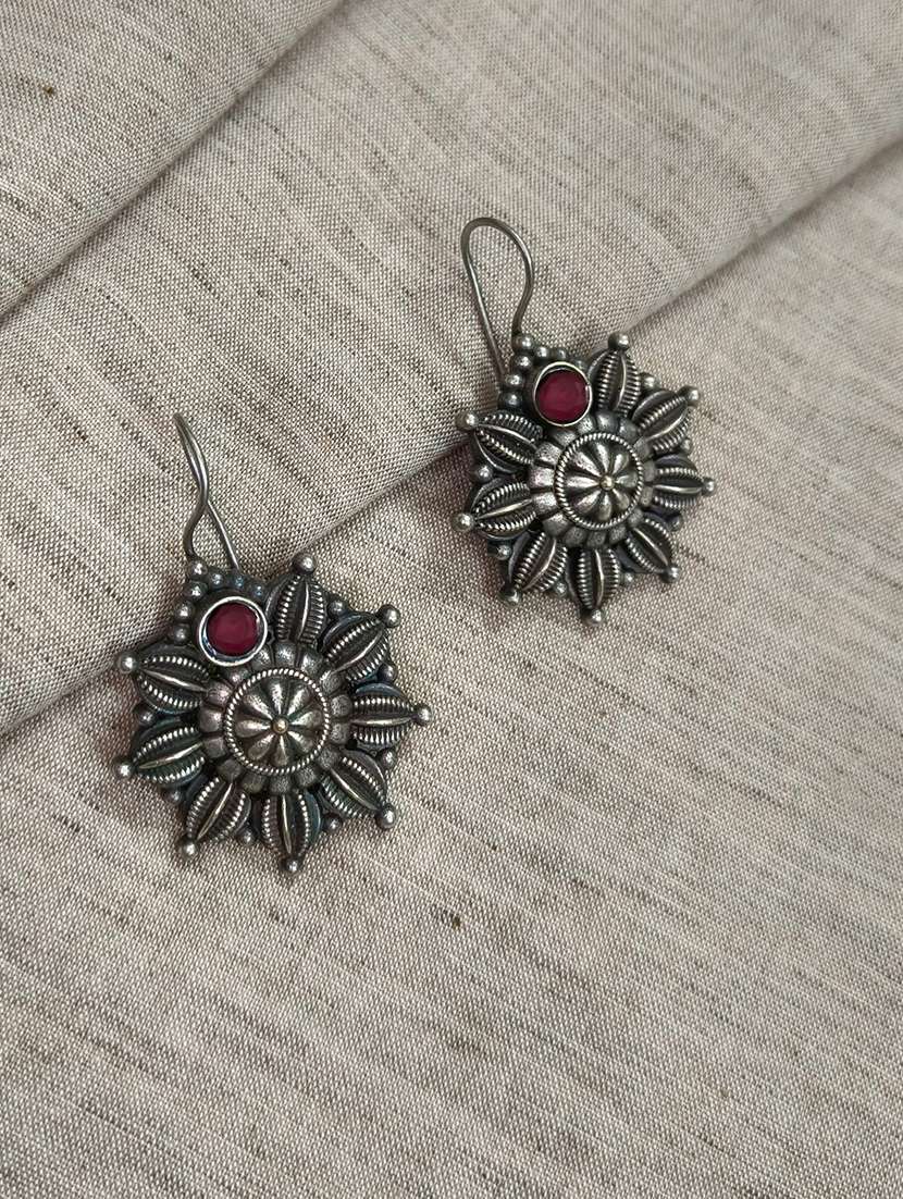 women silver brass drop earrings