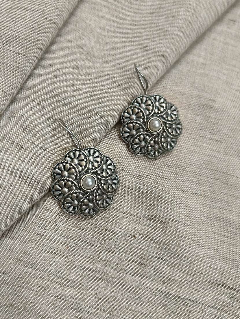 women silver brass drop earrings