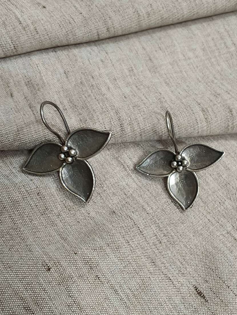 women silver brass drop earrings