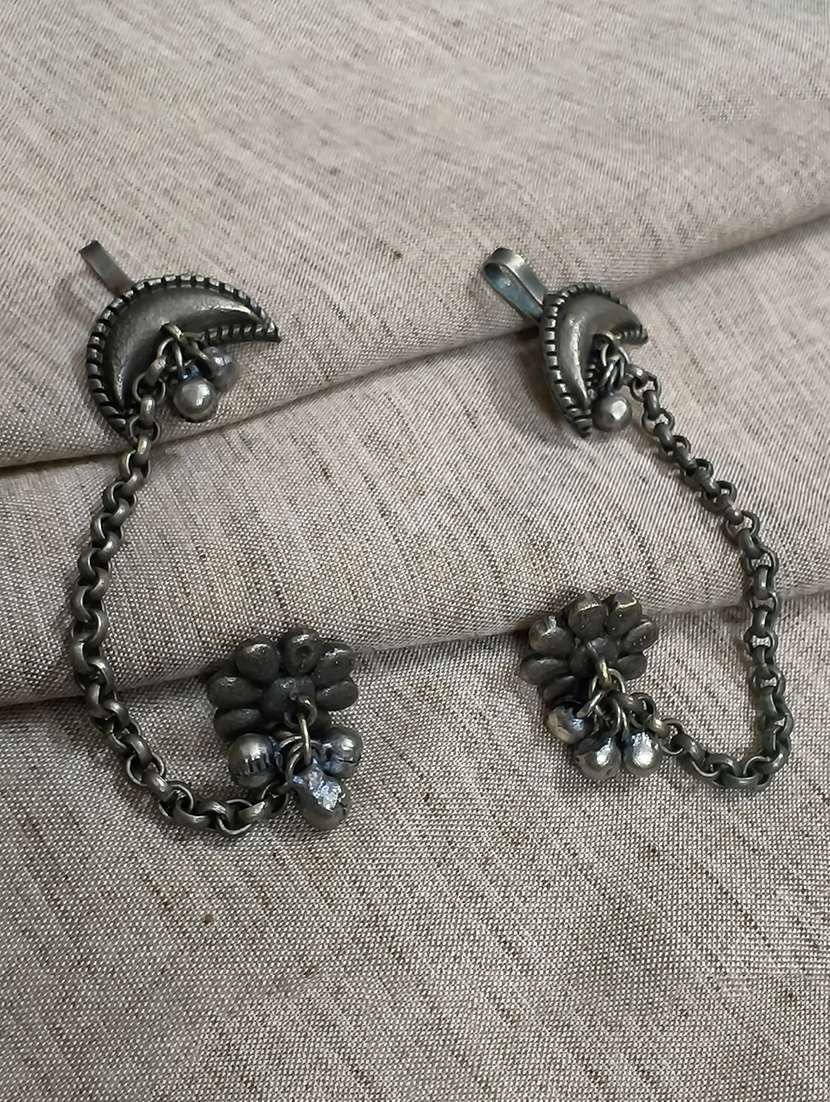 women silver brass earcuff earring