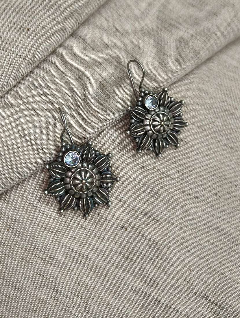 women silver brass drop earrings