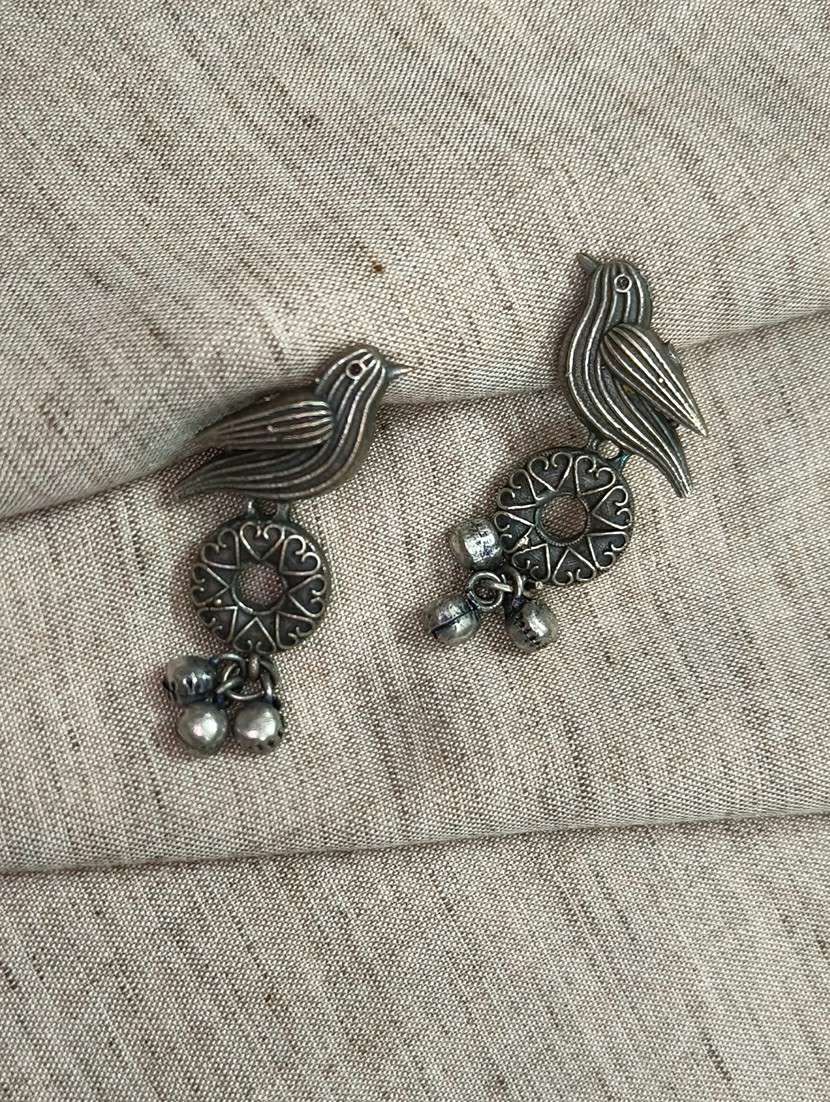 women silver brass drop earrings