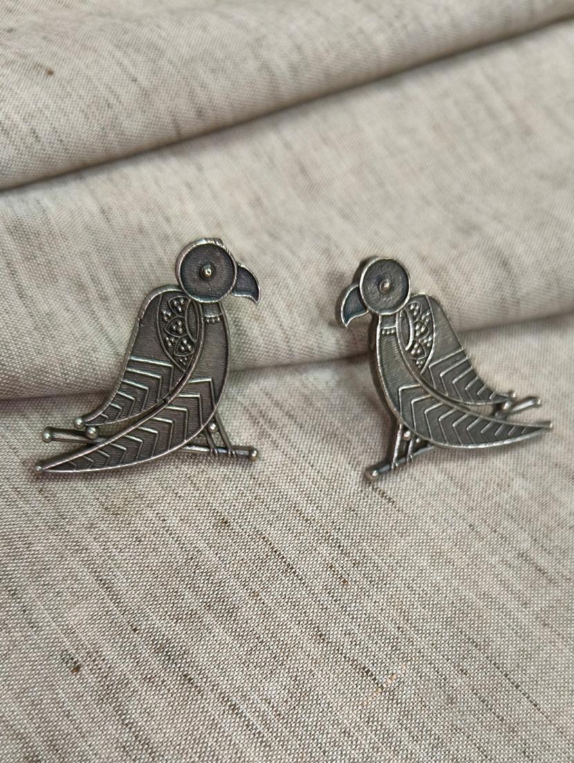 women silver brass studs earrings - 21743783 -  Zoom Image - 0