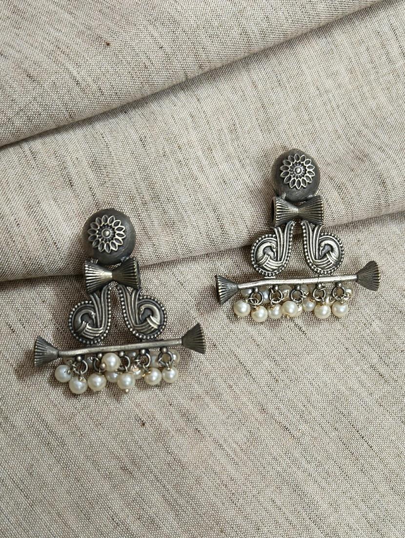 women silver brass drop earrings - 21743784 -  Zoom Image - 0
