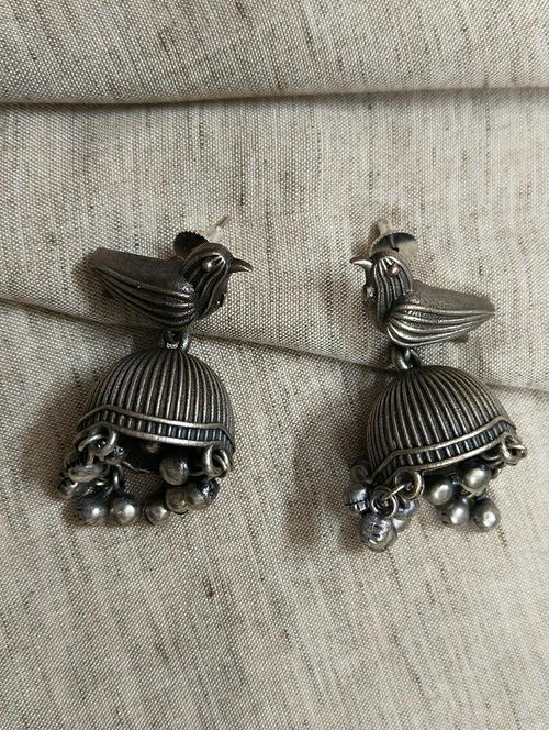 women silver brass jhumka earrings - 21743790 -  Standard Image - 0