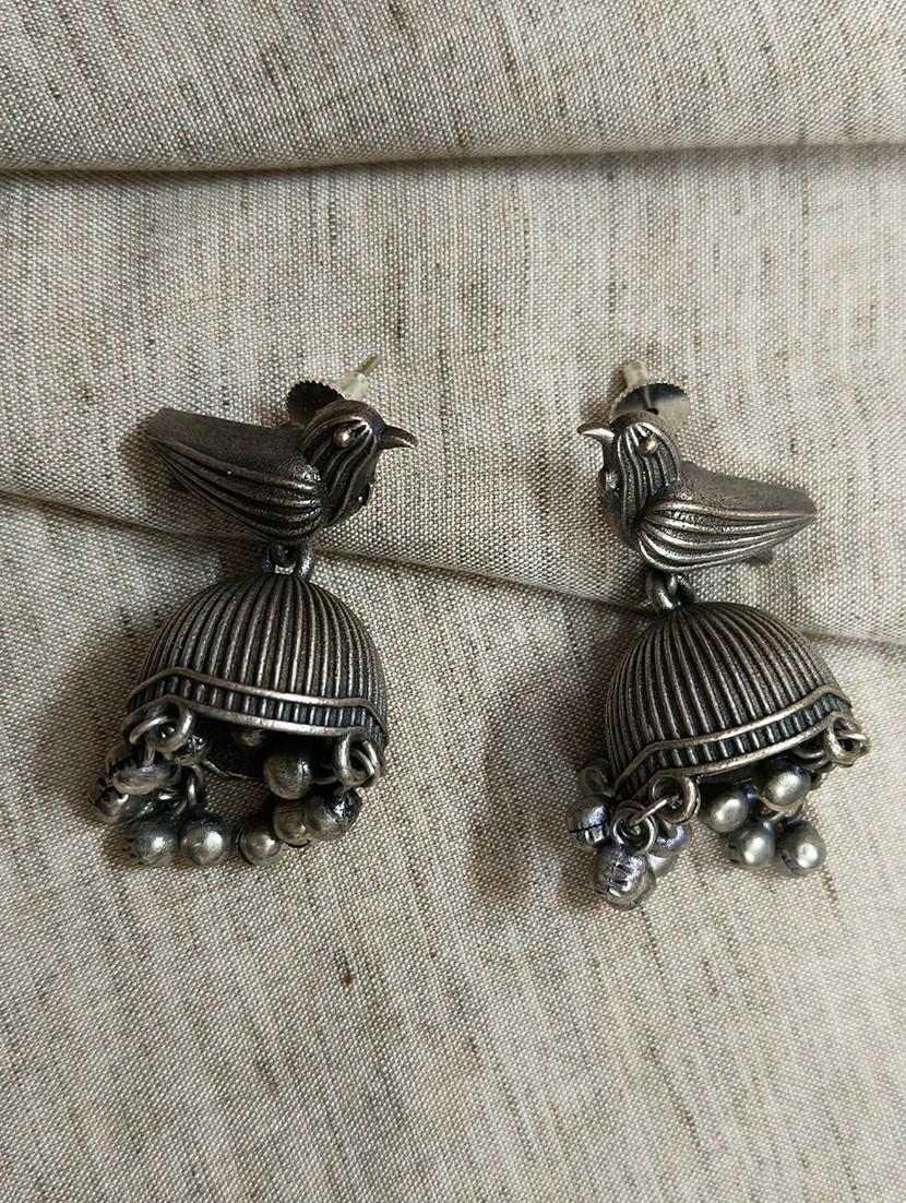 women silver brass jhumka earrings - 21743790 -  Zoom Image - 0