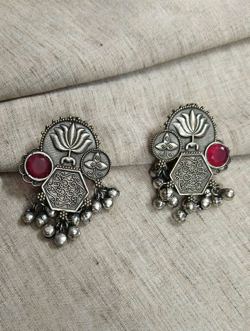 women silver brass drop earrings