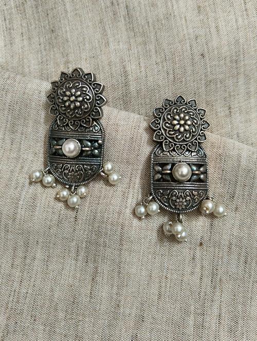 women silver brass drop earrings - 21743796 -  Standard Image - 0