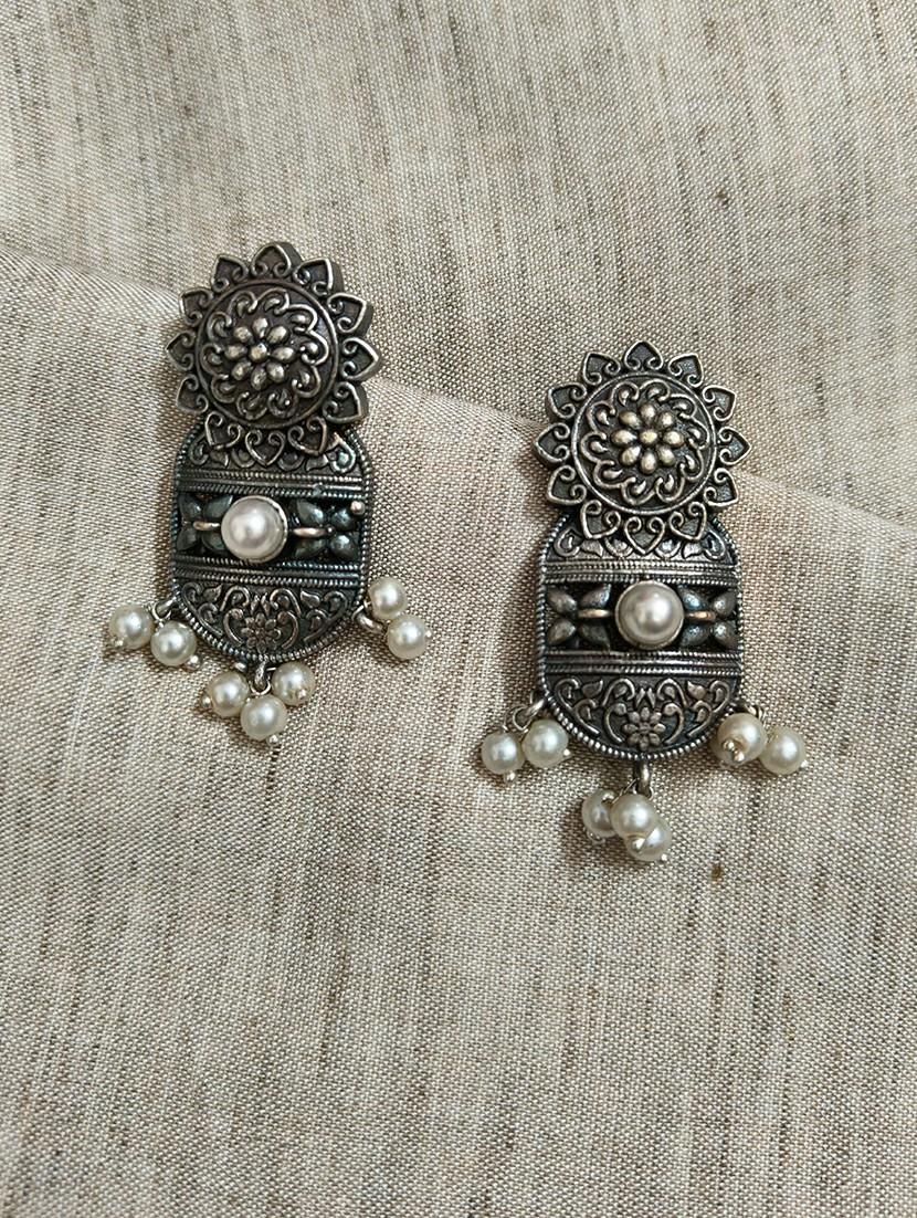 women silver brass drop earrings - 21743796 -  Zoom Image - 0