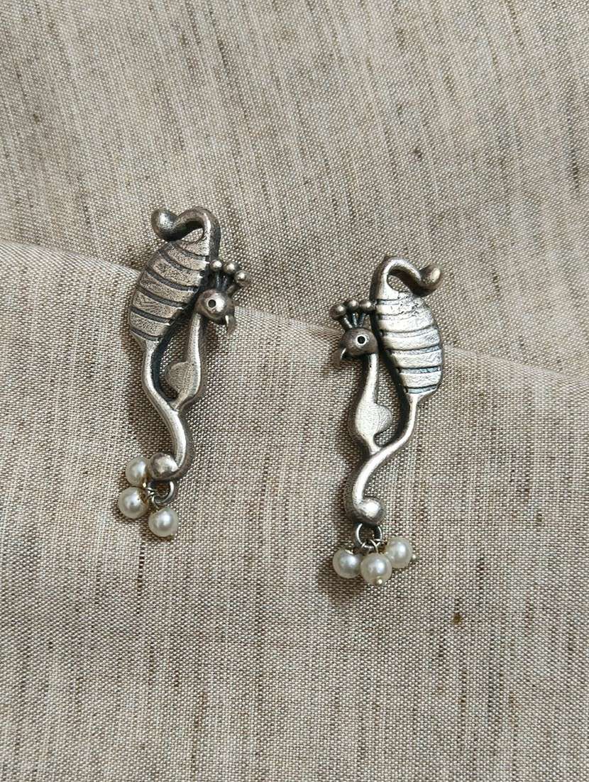 women silver brass drop earrings - 21743800 -  Zoom Image - 0