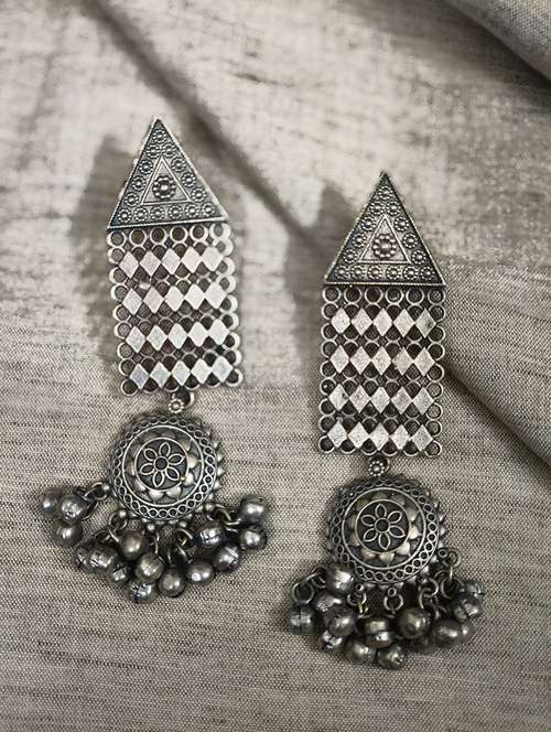 women silver brass drop earrings - 21743803 -  Standard Image - 0