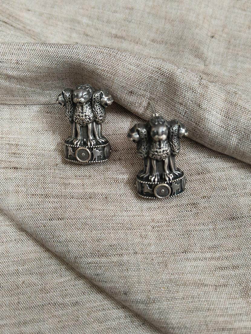 women silver brass studs earrings - 21743805 -  Zoom Image - 0
