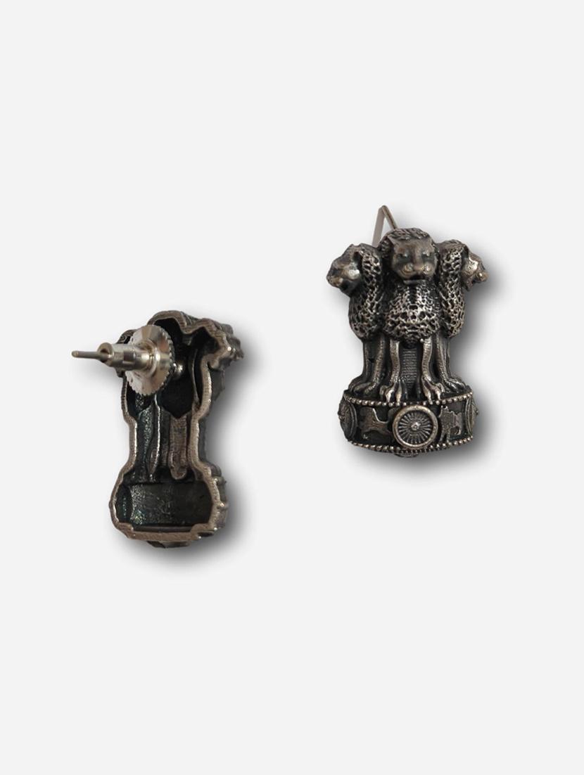 women silver brass studs earrings - 21743805 - Standard Image - 2