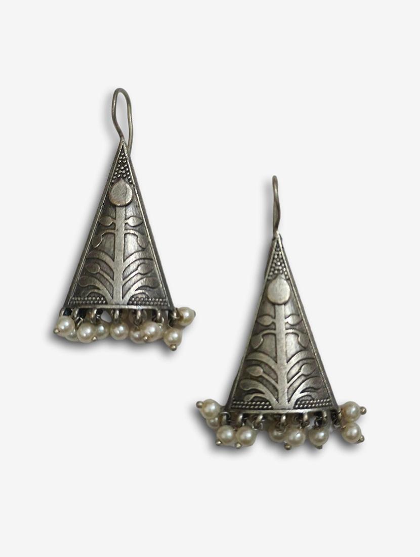 women silver brass drop earrings - 21743806 - Standard Image - 2