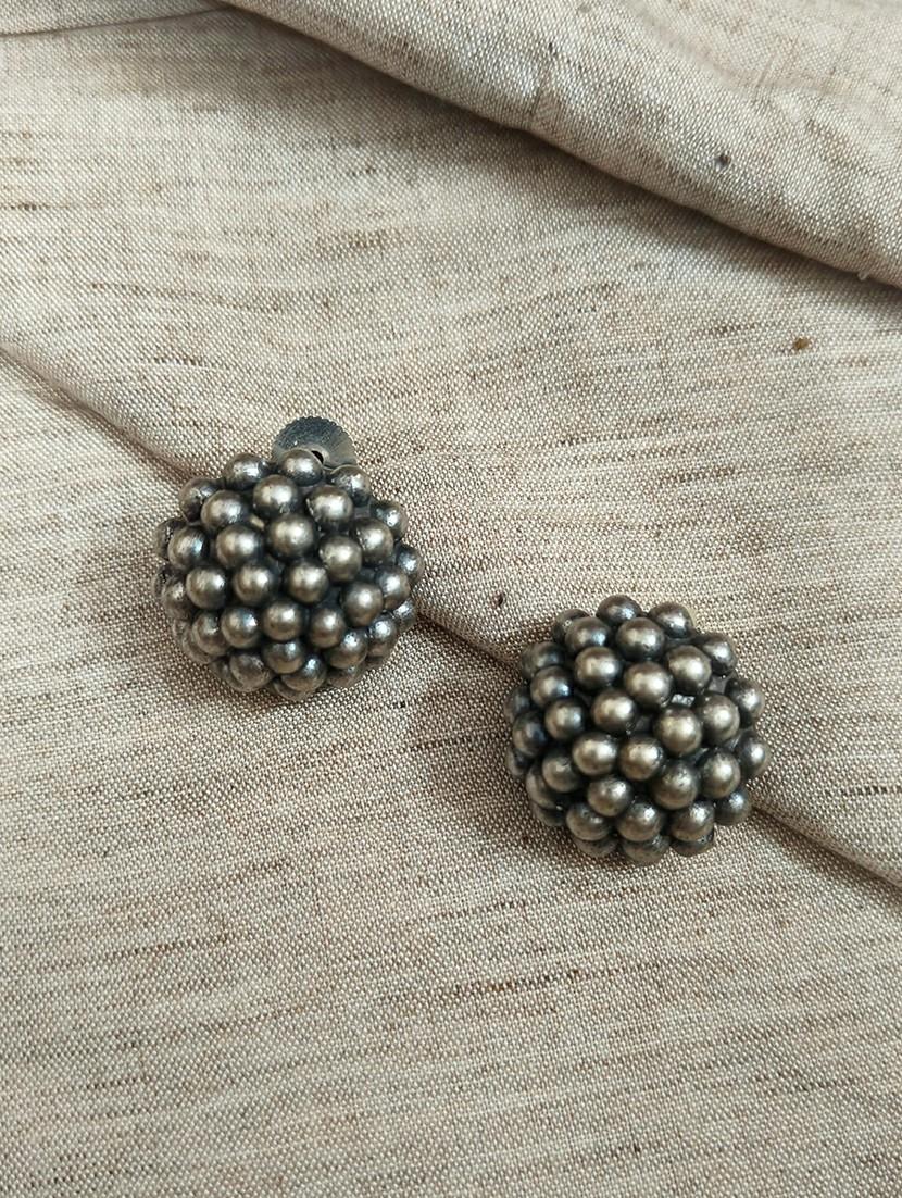 women silver brass studs earrings - 21743812 -  Zoom Image - 0