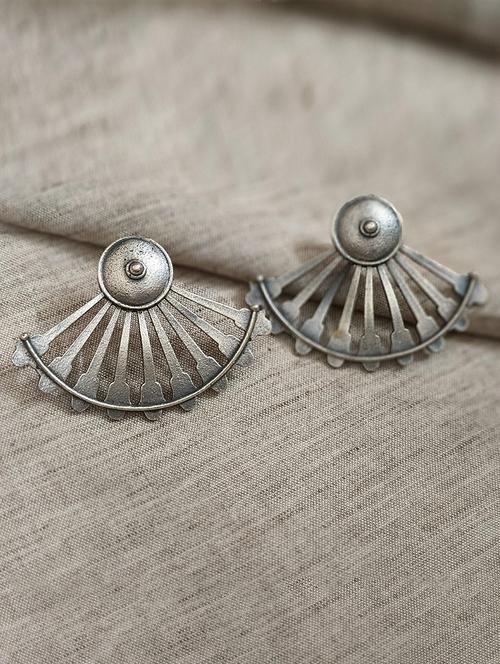 women silver brass studs earrings - 21743814 - Standard Image - 0