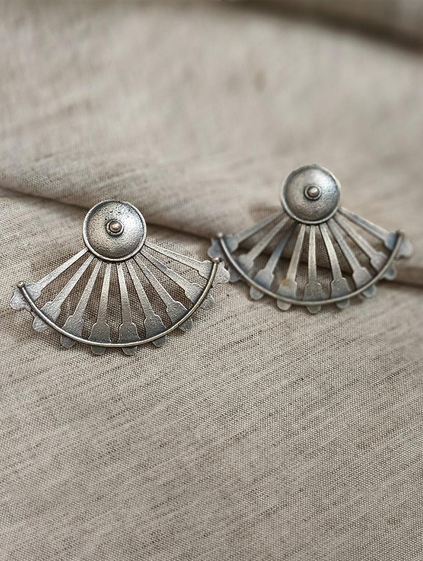 women silver brass studs earrings - 21743814 - Zoom Image - 0