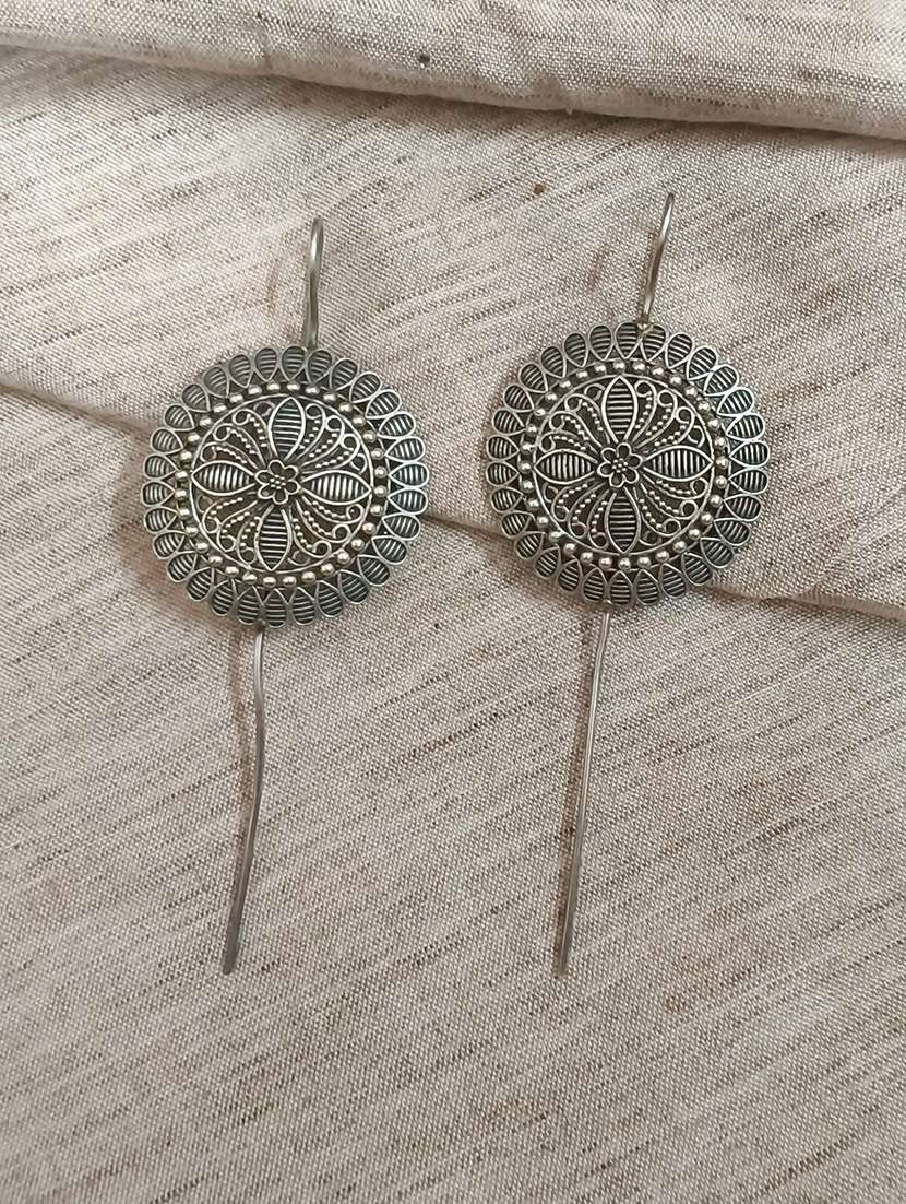 women silver brass drop earrings