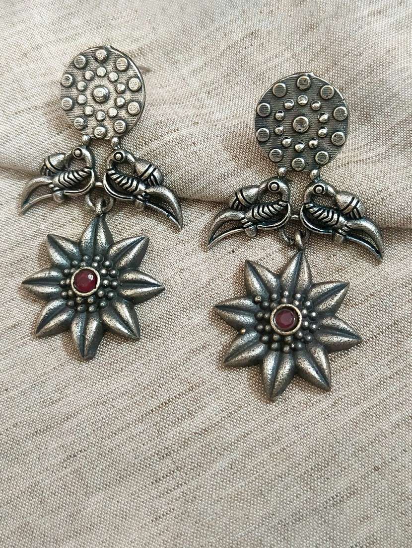 women silver brass drop earrings