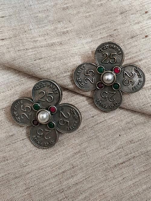 women silver brass studs earrings - 21743828 -  Standard Image - 0