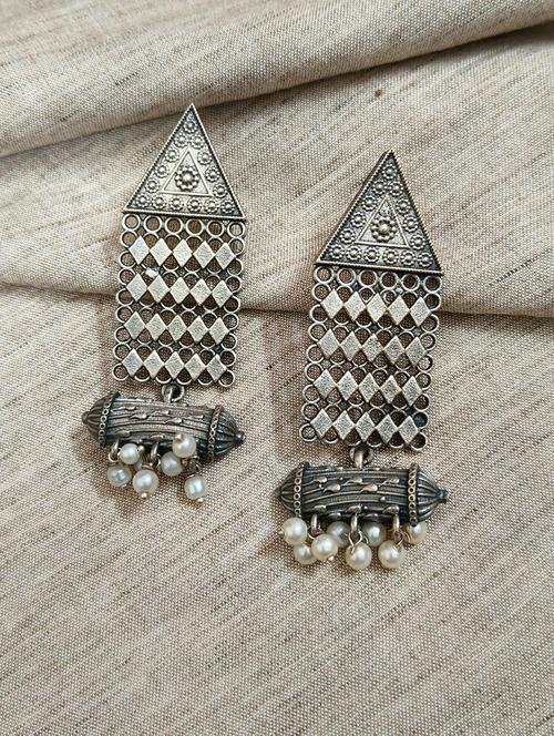 women silver brass drop earrings - 21743831 - Standard Image - 0