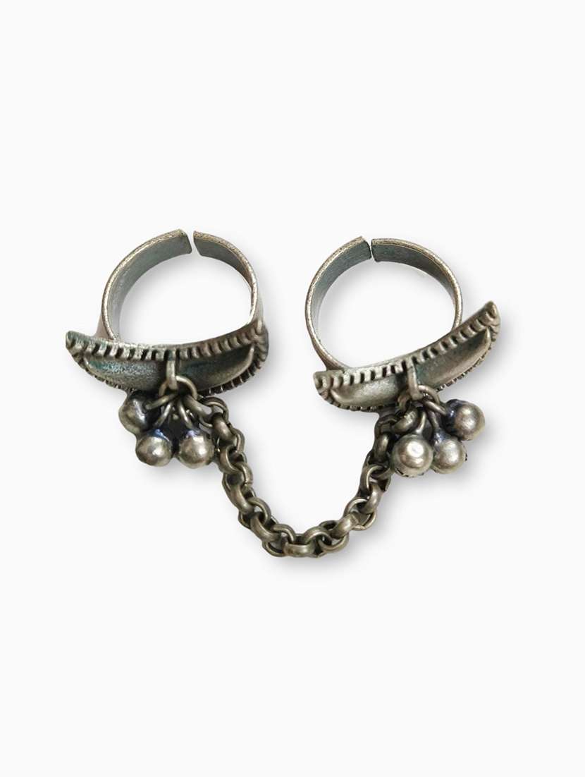 women silver brass adjustable finger ring - 21743842 -  Standard Image - 2