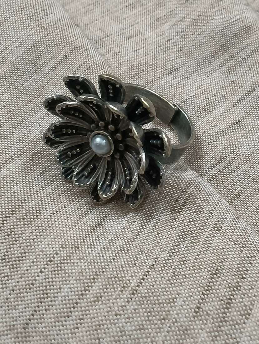 women silver brass adjustable finger ring