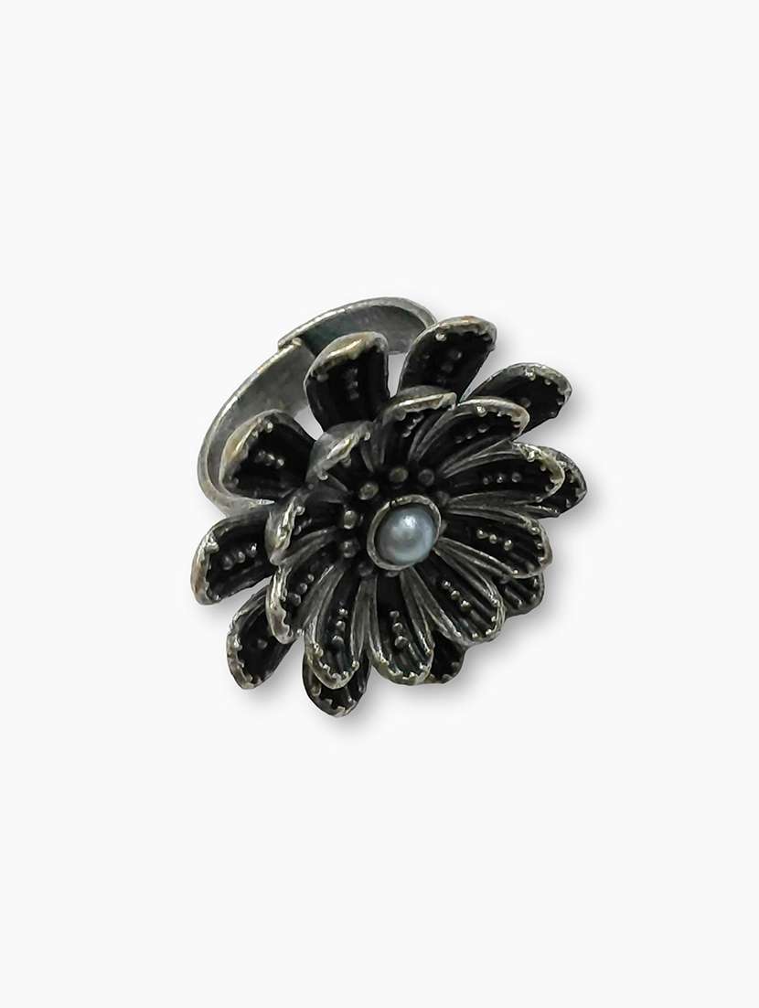 women silver brass adjustable finger ring - 21743845 -  Standard Image - 2