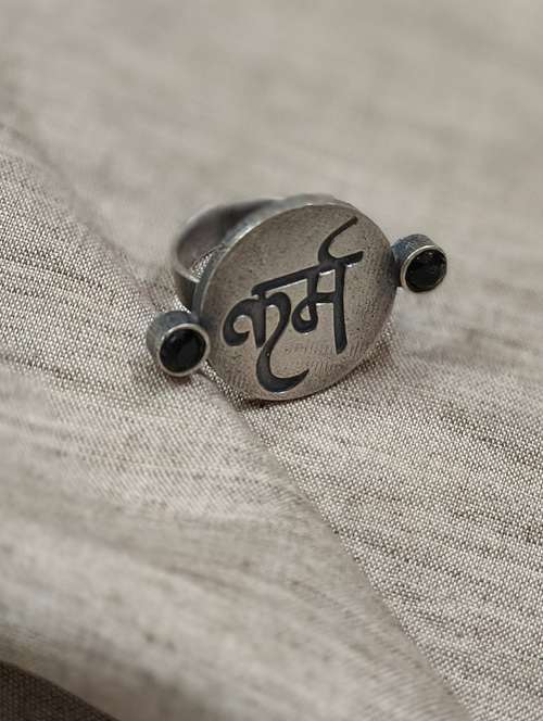 women silver brass adjustable finger ring - 21743847 - Standard Image - 0