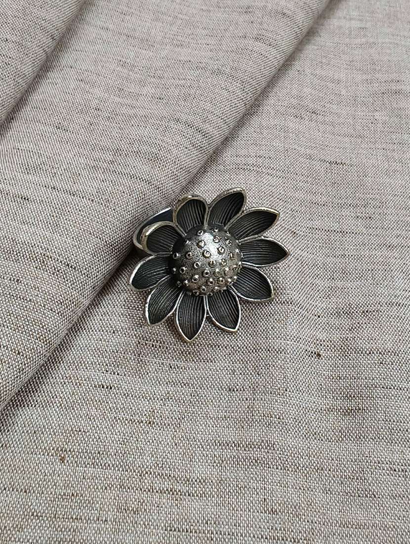women silver brass adjustable finger ring