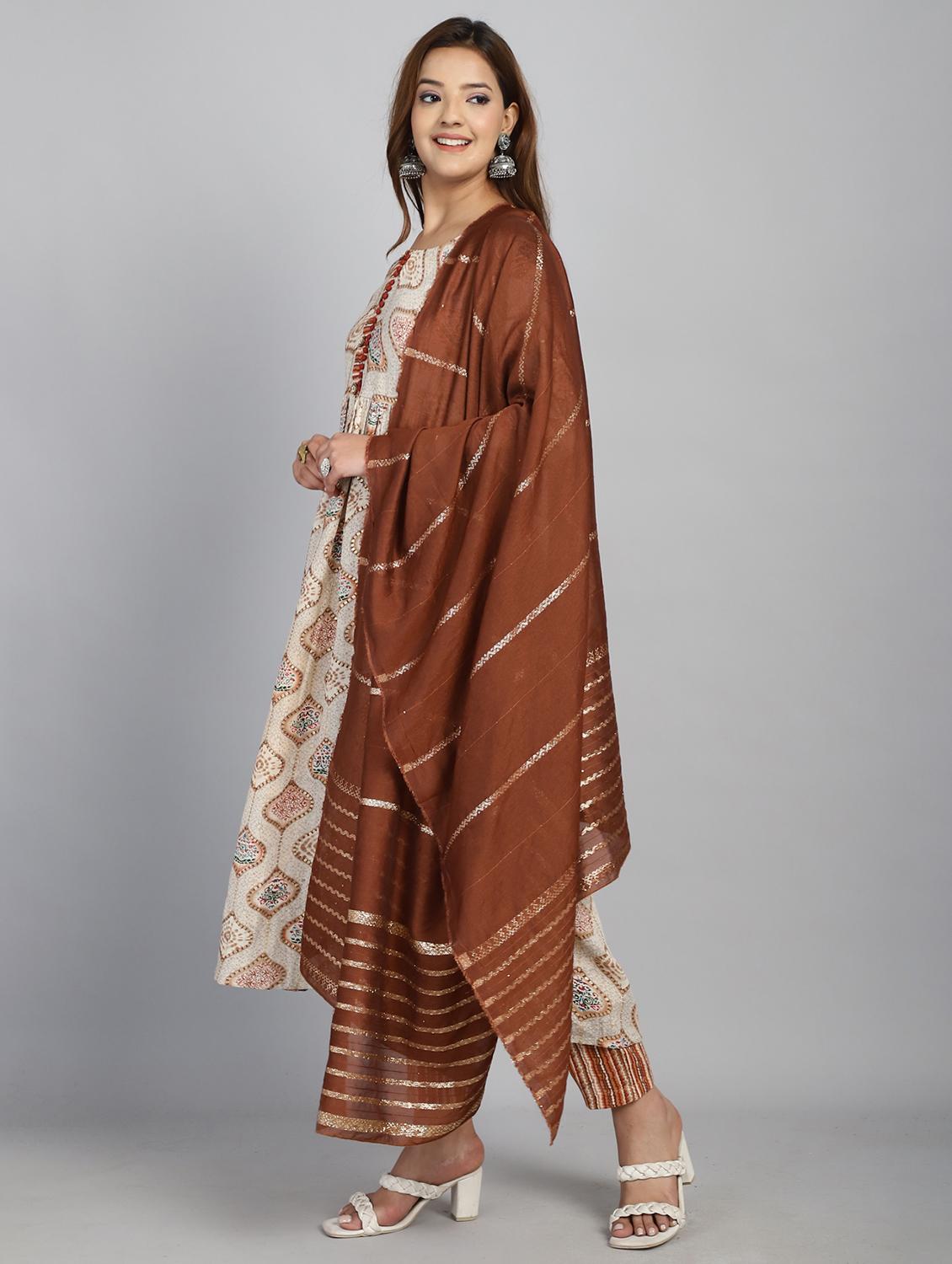women three quarter sleeve kurta pant with dupatta set - 21743863 - Standard Image - 2
