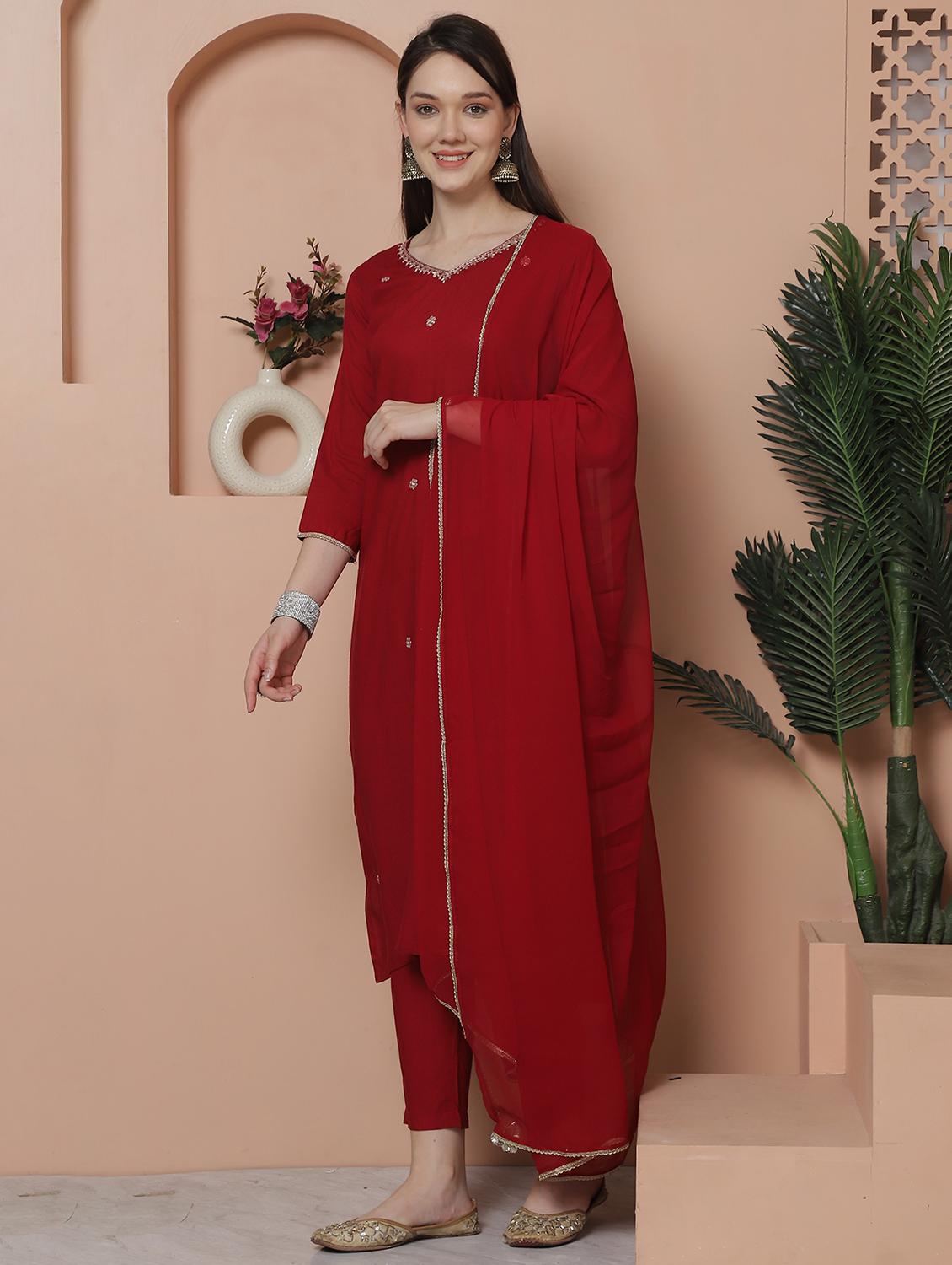 women three quarter sleeve kurta pant with dupatta set - 21743891 - Standard Image - 2