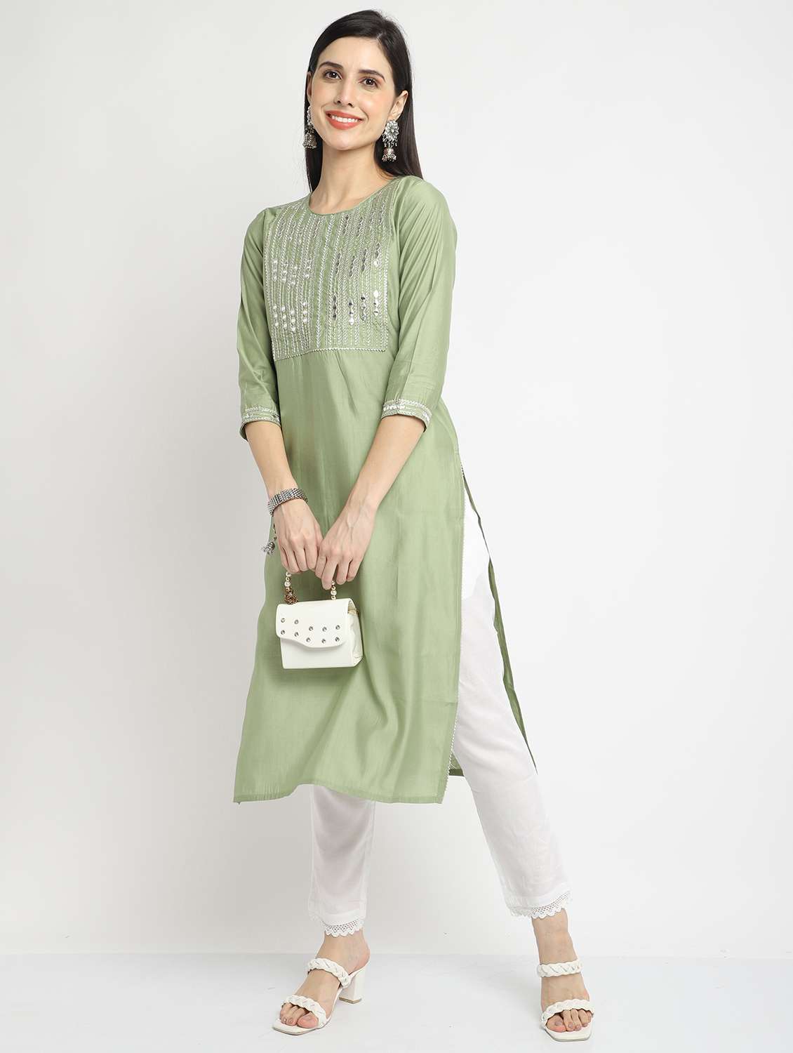 women printed three quarter sleeve straight kurta - 21743918 - Zoom Image - 0
