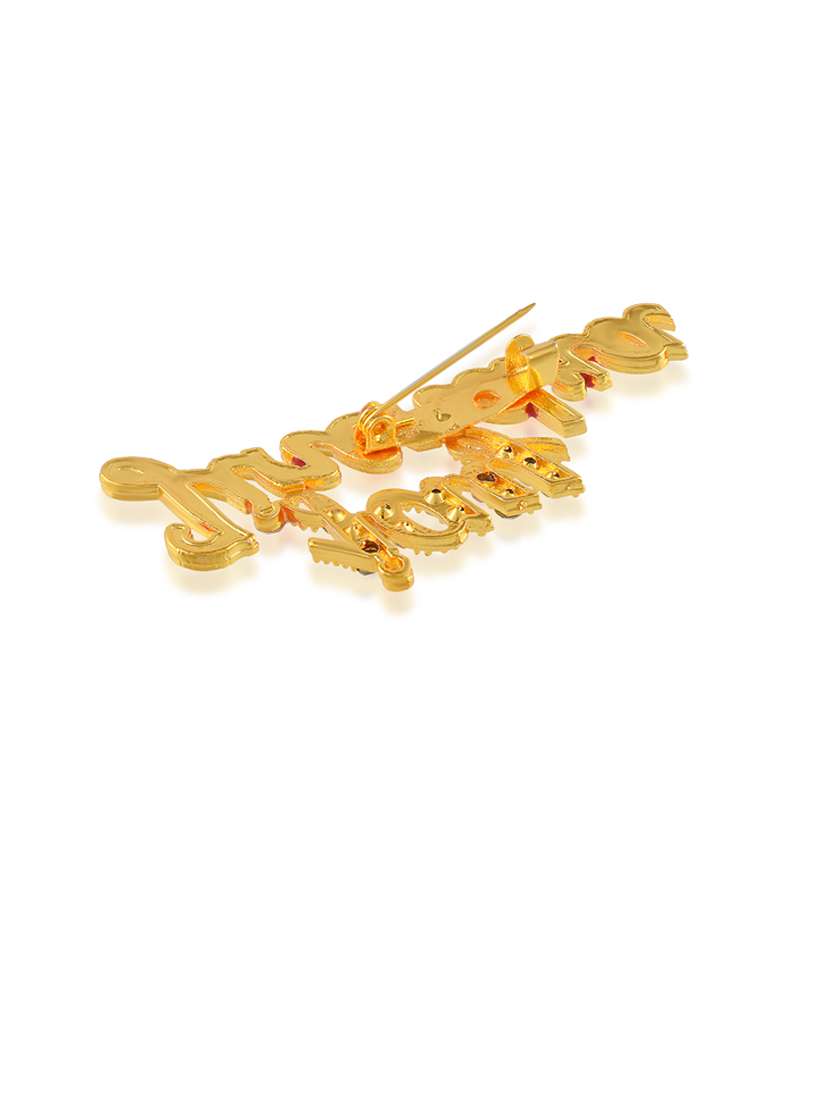 men gold plated jai jinendra brooch  - 21743935 -  Standard Image - 2